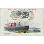 Ogden, type card, Liners, Cunard Steamship Co. SS Lucania, with adverts for Kinney's Sweet Caporal