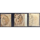 GB - QV 1872 6d SG122a, 122b, 123, Plates 11 & 12, shades. Total cat £255. (3)