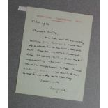 John (Augustus, 1878-1961). An original manuscript letter, signed by Augustus John, dated 11th