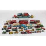 Dinky & Corgi. A collection of playworn Dinky, Corgi & Lesney Diecast toys, including lorries, cars,