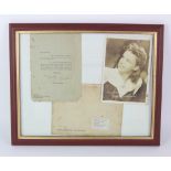 Judy Garland interest. An original typed letter signed by Judy Garland in ink, letter reads 'Dear