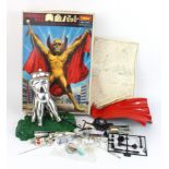 Imai Robot Series 'Golden Bat' plastic model kit, circa 1966, with instructions & motor, contained