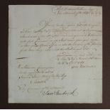 Holburne (Sir Francis, 1704-1771). An original two-sided manuscript document, signed by Francis