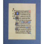 Illuminated Manuscript leaf, circa 15th Century, French, double-sided, gold initials with red & blue