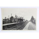 Railway station postcard. Llangadog Carmarthenshire Wales, real photo postcard.