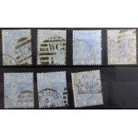 GB - QV 1873-83 issues, two and halfpence Blue used, SG142 Plates 17 to 20, and SG157 Plates 21, 22,