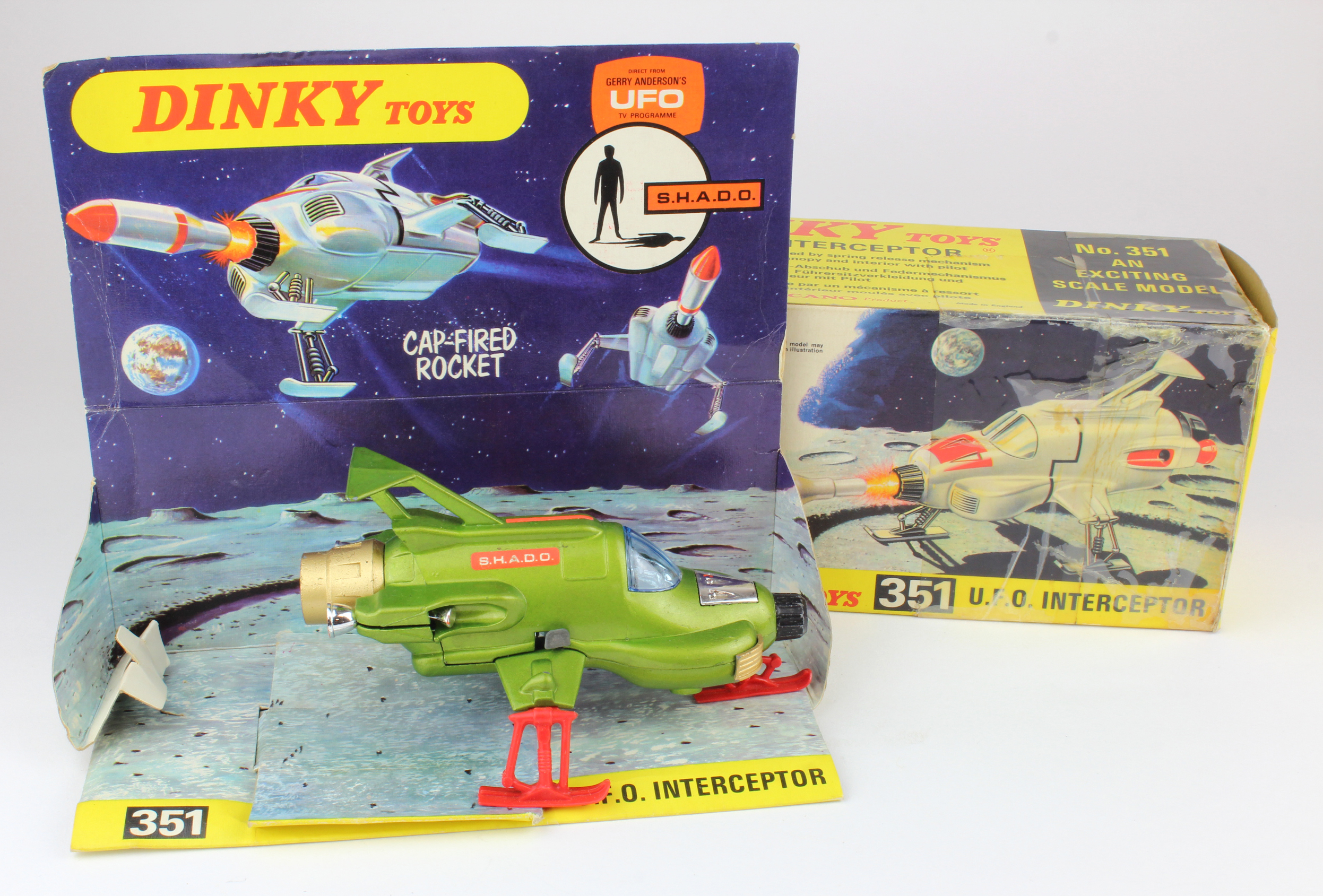 Dinky Toys, no. 351 'U.F.O. Interceptor', missiles missing, with original insert, contained in