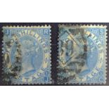 GB - QV 1867 2/- pale blue used, SG120 x2 shades, Plate 1, cat £550, one with a week corner. (2)