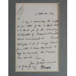 Tennyson (Alfred Lord, 1809-1892). An original manuscript letter, signed by Alfred Lord Tennyson,