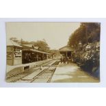 Railway station postcard. Bracknell Berkshire (interior, with staff and passengers) real photo