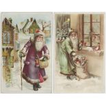 Hold to Light Santa Claus with purple robe & green robe with toys   (2)