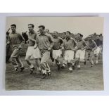 England excellent b&w press photo (9"x7") of England training before match v France 2/10/1951.