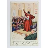 Suffragette postcard. Comic humour. Published Faulkner. Votes for Women. What ARE men, WHO are they,