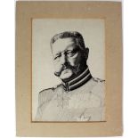 Woven Silk, Von Hindenburg, large framed portrait c1906, German publisher