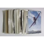 Military Aviation postcards. WW2 era fighter bomber planes, flying boats, 2 are crashed disaster