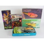 Aurora. Three Aurora pastic model kits, comprising Wolfman (no. 425), Pocket Transport Spindrift &