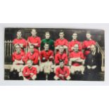Liverpool hand tinted photo (postcard sized) of Team line up 1921/22. Champions legend to reverse.