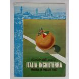 Football postcard issued for the match between Italy v England in Florence on 18 May 1952,