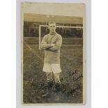 Football George Elliott, Middlesborough, RP postcard signed in ink by G W Elliott 1911-12. Very