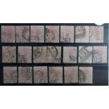 GB - QV 1875-80 issues, SG139 and 141, two halfpenny rosy mauve, Plates 1x2, 2x2, 3x2, 4 to 17,