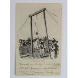 Punishment. Execution by hanging, Tunisia, undivided back postcard, postally used 1904.