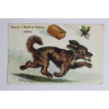 Louis Wain dogs postcard - Salmon: Sorry I had to hurry away, postally used Eire 1926.