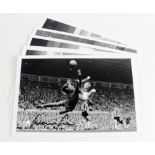 Football, five signed Manchester United postcards, comprising Tony Dunne, George Best (x 2),