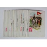 Postmen. Chromo litho postcards showing posts from around the world, La Poste, depict stamps,