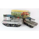 Japanese tinplate battery operated Giant M-75 tank, contained in partial original box, together with