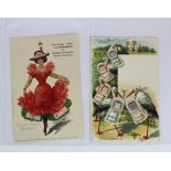 Stamp cards. Very early coloured novelty postcards published by Feodor Reinboth, Leipzig c1899