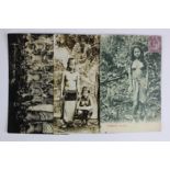 Ethnic nude postcards of native girl tribal studies from Malaya Asia, two are real photographic, one