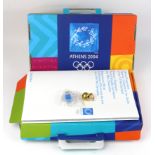 Olympics Athens 2004, Two cardboard giftboxes placed on some seats for opening ceremony,