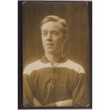 Football postcard b&w RP of Peter Donaghy, Middlesborough c1920. Donaghy made 30 appearances between