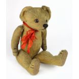 Mohair teddy bear, circa early 20th Century, with hump to back, length 39cm approx. (sold as seen)