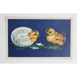 Louis Wain Easter chicks postcard - Salmon, postally used Whitstable 1921.