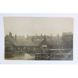 Railway station postcard. Urmston Manchester Lancashire (exterior), real photo card.