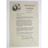 Cinema, Ana May Wong, (1905-1961), Typed Letter signed, one page on Park-Wiltshire Hotel Note paper,