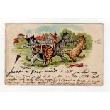 Louis Wain cats postcard -Tuck: Just a few words, postally used Banbury 1903.