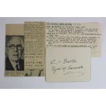 Sarawak, Charles Vyner Brooke, (1874-1963), last white Rajah, signed plain white card (9th October