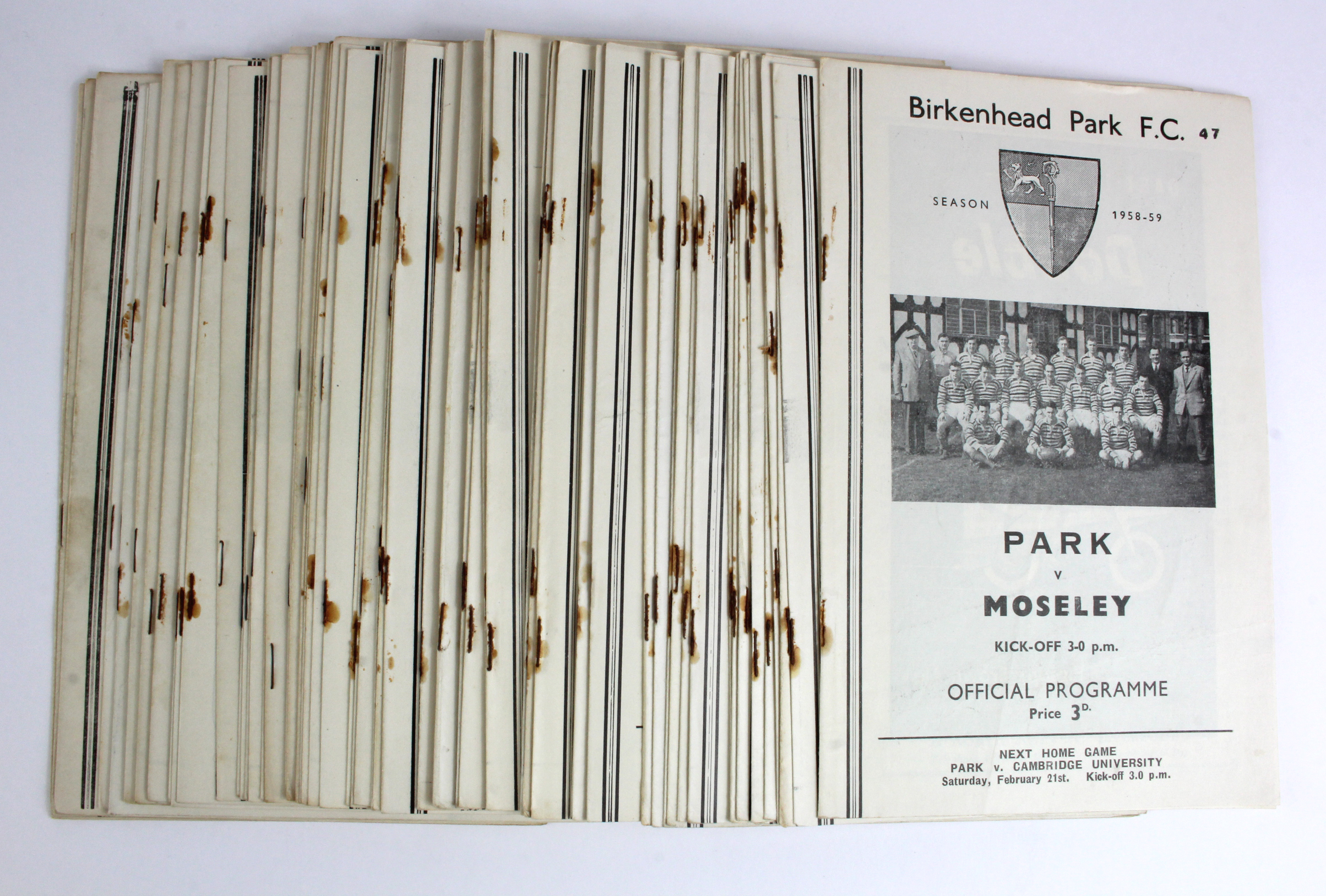 Birkenhead Park FC (Rugby Union) home and a few away programmes, mainly ...