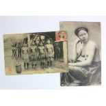 Ethnic nude postcards of native girl tribal studies from Vietnam Indochine Asia, both postally