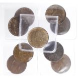 GB Halfpennies (9) Queen Victoria 'bun head bronze: 1860 BB GEF, 1862 GEF, 1869 Fine, 1873 VF,