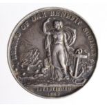 British Society Medal, silver d.50mm: Hearts of Oak Benefit Society medal to Mr Wm Lerpiniere for