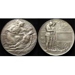 British Commemorative Medal, silvered-bronze d.80mm: 'LEST WE FORGET', a WWI memorial medal by A.