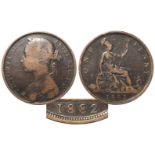Penny 1882 obv 11, rev N, no mintmark, S.3954, very rare, Fine.
