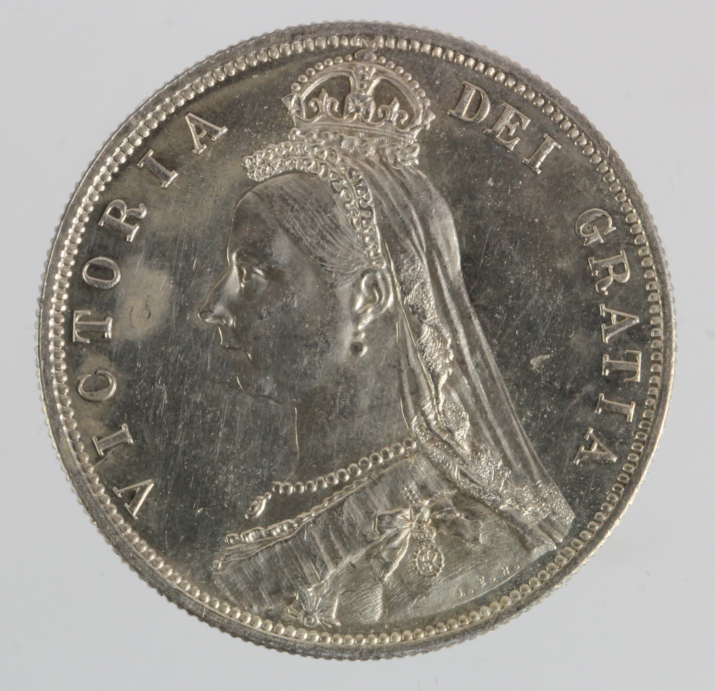 Halfcrown 1887 Jubilee, proof-like AU, some tone spots.