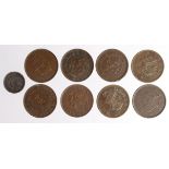 China (9) Imperial and early Republic; one silver 'Hu-Peh' Dime GF, the rest milled 10-Cash