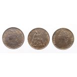 Farthings (3): 1885 EF, 1886 GEF, and 1893 GEF-AU