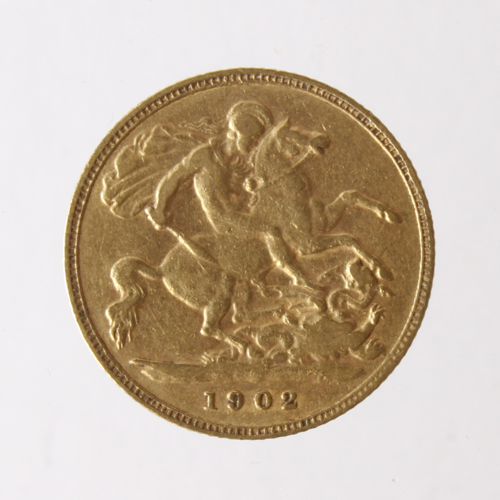 Half Sovereign 1902, S.3974A, GF. Ex J. Nicholson Auction 8/9/09; Ex Lord Mayor of London