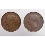 Pennies (2): 1841 OT no colon after REG, lightly cleaned nEF, and 1853 OT GVF-nEF